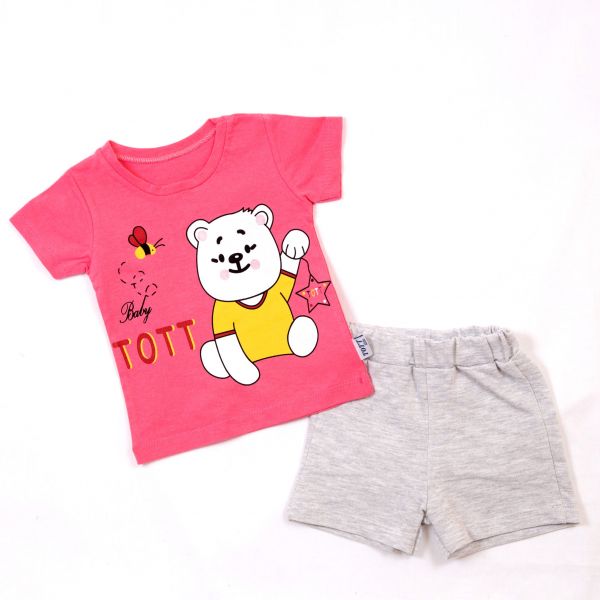 T-shirt with shorts A-002 pink/gray