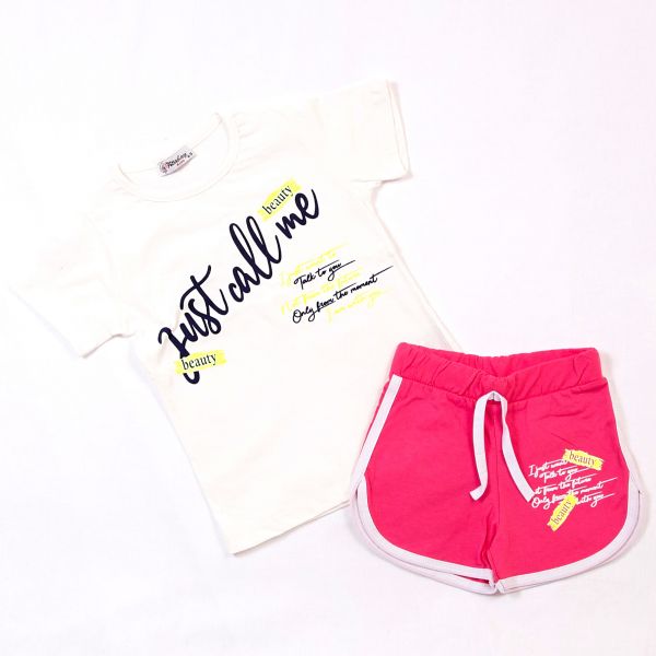 T-shirt with shorts BB-1006 white/rose
