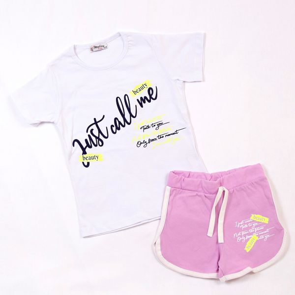 T-shirt with shorts AA-1006 white/violet
