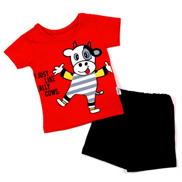T-shirt with shorts A-005 red/black