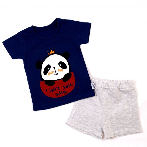 T-shirt with shorts A-004 blue/gray