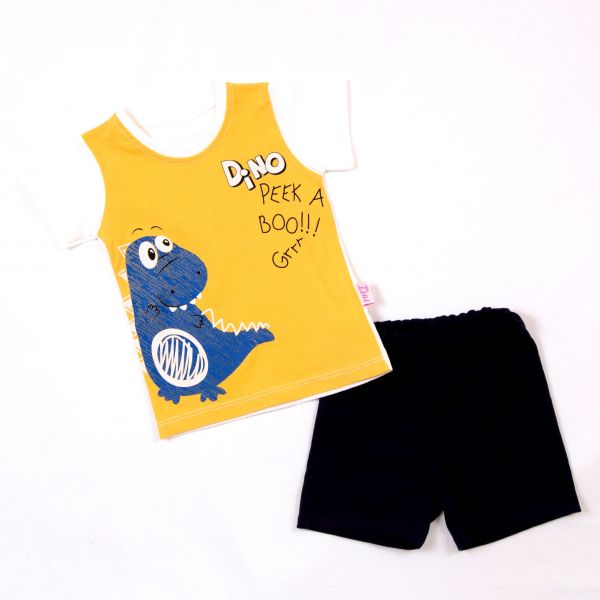 T-shirt with shorts A-001 yellow/white
