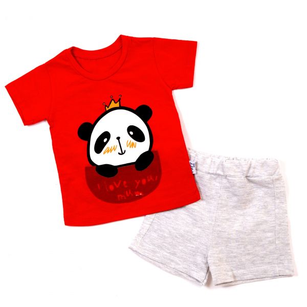 T-shirt with shorts A-004 red/gray