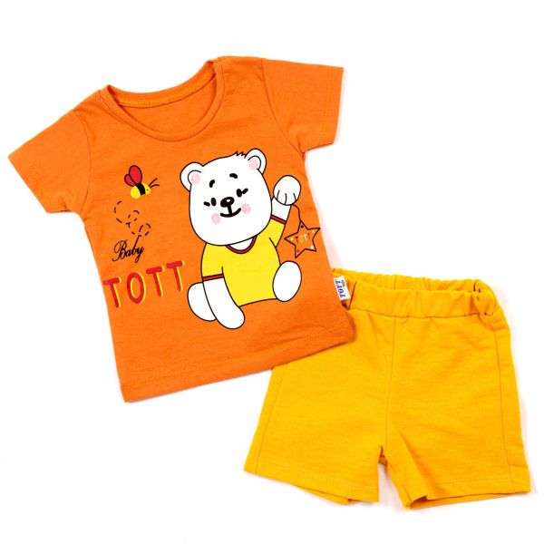 T-shirt with shorts A-002 brown/yellow