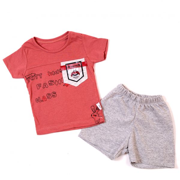 T-shirt with shorts A-003 pink/gray